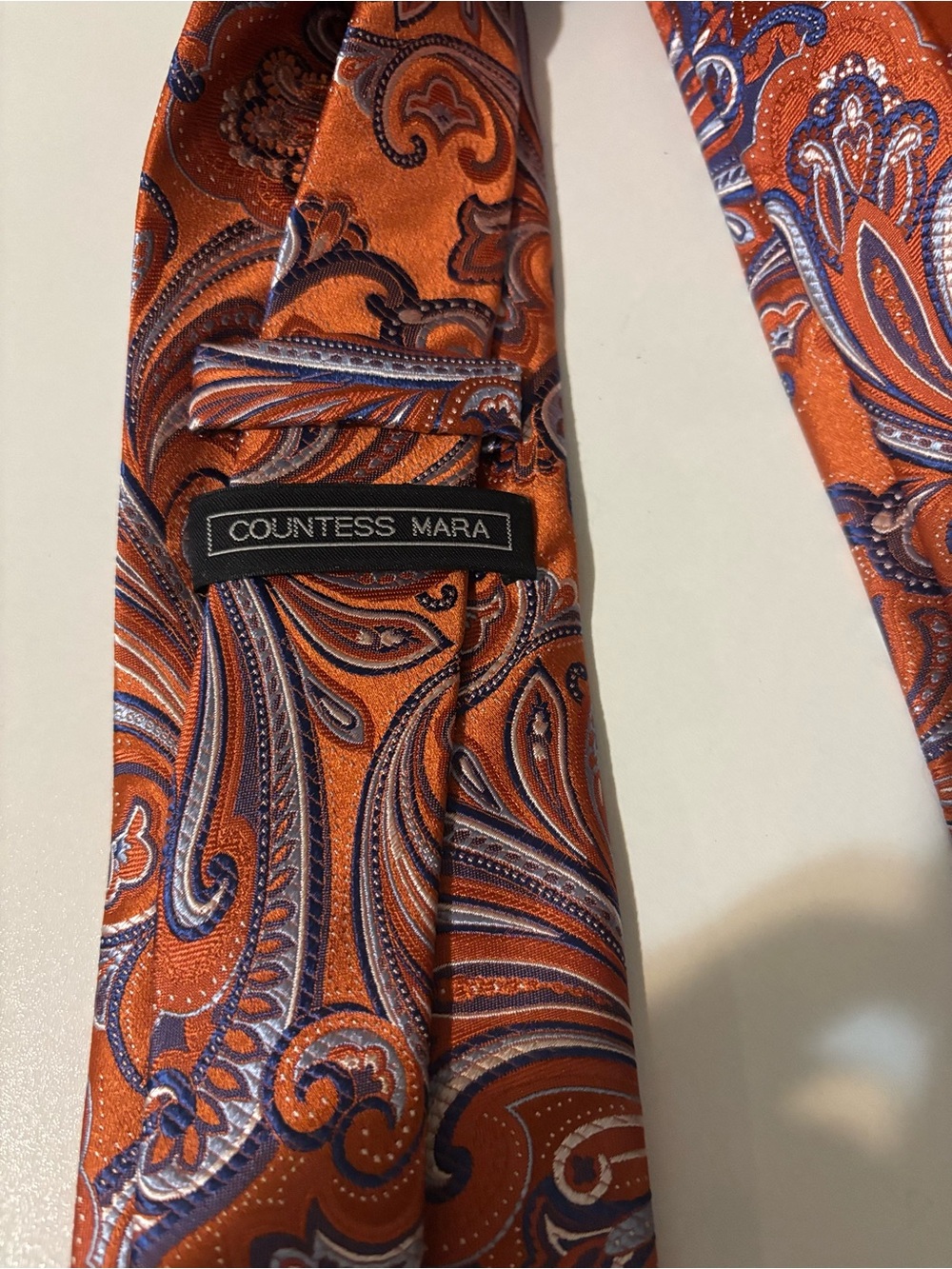 Countess Mara Men's Silk Tie Orange Paisley Pattern Excellent Condition - Picture 5 of 8